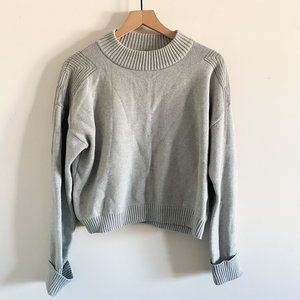 Wildfox Sympatico Sage Green Knit Sweater Size M | Fringe Shoulder Crewneck